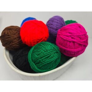 Yarn Ball Lot Solid Deep Colors Sampler 15.9 oz. De-stash Scrap Variety Crafting